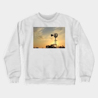 Kansas Sunset with clouds and a Windmill Crewneck Sweatshirt